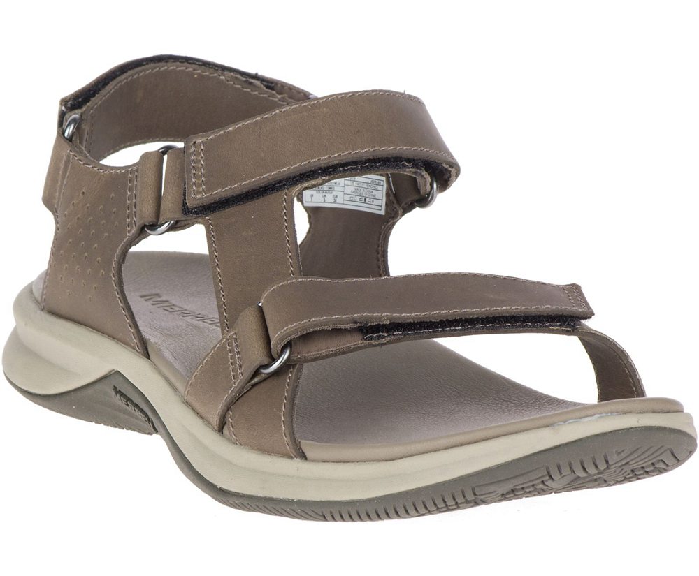 Merrell Sandals Brown - Tideriser Luna Convert Leather - Womens 10SOJQFAE
